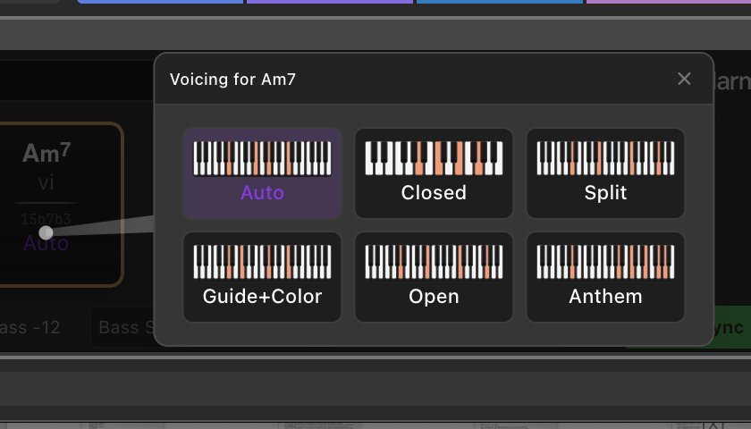 Harmonybeam voicing picker — apply professional chord voicings and inversions